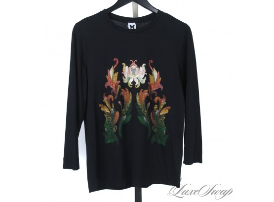 AWESOME FOR FALL : MISSONI BLACK RAINBOW SPROUT BAROQUE LONG SLEEVE TEE SHIRT