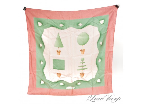 JUST BEAUTIFUL! BULGARI MADE IN ITALY DANIELE PIZZIGOW CREAM HAND ROLLED SILK SCARF WITH HOT AIR BALLOON MOTIF