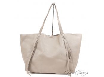WOW THIS IS A BIG BAG! LIKE NEW ALLSAINTS SPITALFIELDS MOUSE GREY DEERSKIN GRAIN LEATHER HUGE TOTE BAG
