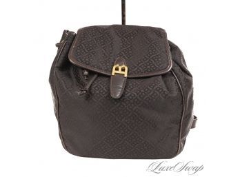 THIS IS A WINNER! BALLY BROWN JACQUARD MONOGRAM CANVAS GOLD B LOGO BACKPACK!
