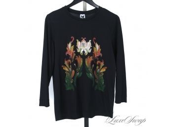 AWESOME FOR FALL : MISSONI BLACK RAINBOW SPROUT BAROQUE LONG SLEEVE TEE SHIRT