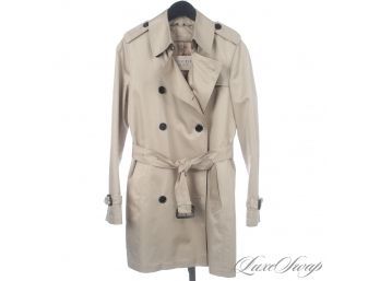 THE STAR OF THE SHOW! AUTHENTIC BURBERRY CLASSIC TAN MODERN TRENCH COAT W/TARTAN LINING  DETACHABLE LINER 6