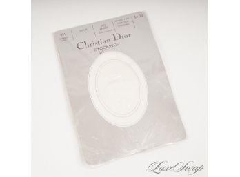 DEADSTOCK BRAND NEW IN ORIGINAL BOX VINTAGE CHRISTIAN DIOR WHITE SPANISH LACE THIGH HIGH STOCKINGS L