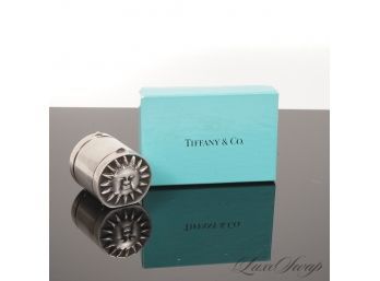 A RARE VINTAGE AUTHENTIC TIFFANY & CO .925 STERLING SILVER DOUBLE SIDED PILL BOX WITH SUN AND MOON MOTIF