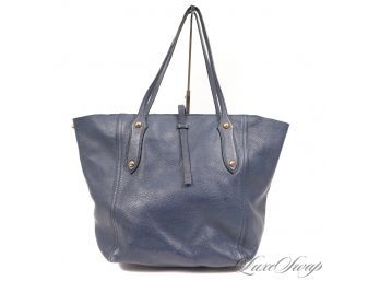 SO GOOD FOR EVERY DAY! ANNABEL INGALL NAVY BLUE DEERSKIN GRAIN LEATHER SLOUCHY TOTE BAG