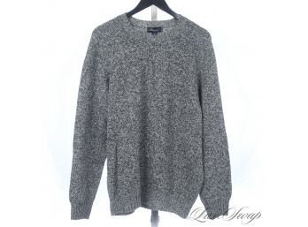 SO BEAUTIFUL FOR FALL! BLUMARINE MADE IN ITALY MENS SALT AND PEPPER SPECKLED STATIC MARLED CREWNECK SWEATER L