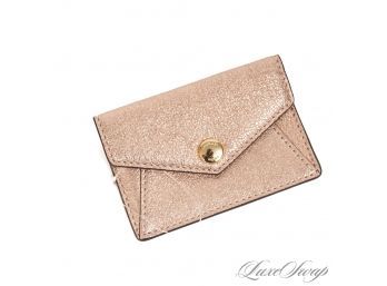 BRAND NEW WITHOUT TAGS AUTHENTIC MICHAEL KORS ROSE GOLD CRACKLED LEATHER FLAP ENVELOPE CARD CASE WALLET