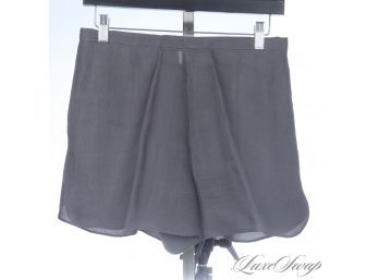 MATCHED WITH THE LAST LOT : GIORGIO ARMANI ANTHRACITE GREY TEXTURED GAZAR SILK SHORT SHORTS 44
