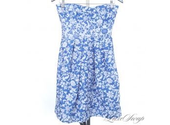 PERFECT COLOR RANGE : CYNTHIA STEFFE WHITE AND ROYAL BLUE DAMASK BROCADE STRAPLESS DRESS 2