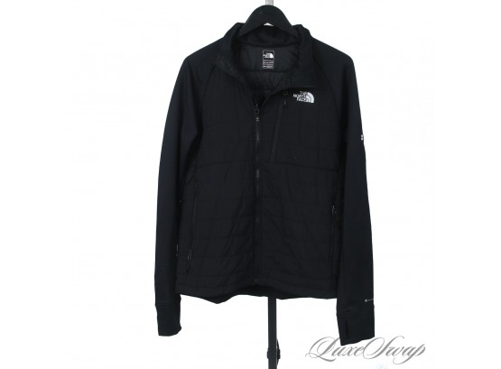 #1 WIND WEATHER READY! THE NORTH FACE STEEP SERIES BLACK QUILTED FRONT MICROFIBER SLEEVE MENS JACKET M