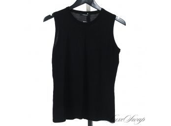 LIKE NEW AND AUTHENTIC VERSACE BLACK SIMPLE MINIMALISTIC KNIT SHELL UNDERPINNING TOP 46 (WOMENS XL)