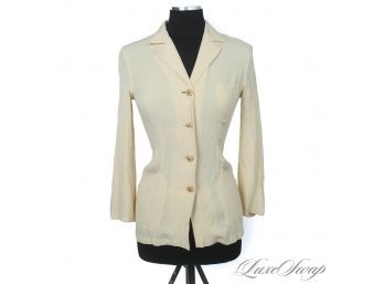 FASHIONISTAS ONLY  : MOSCHINO CHEAP & CHIC MADE IN ITALY LEMONY EGGSHELL CREPE SHIRT JACKET 4