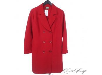 LIKE NEW GEIGER MADE IN AUSTRIA BRIGHT CORAL RED BOUCLE TWEED DOUBLE FACED UNSTRUCTURED COAT 42