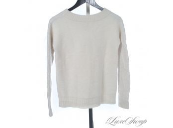 YOULL GET HUGGED ALL DAY : PHILOSOPHY 100 PERCENT PURE CASHMERE SOFT ARAN LATTICE CABLEKNIT IVORY SWEATER M