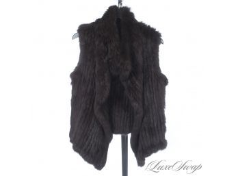 OCTOBER WEATHER READY? SUMPTUOUSLY SOFT KNITTED CROCHET GENUINE FUR HIGH/LOW VEST XL