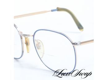 VINTAGE SILHOUETTE MADE IN FRANCE 52-20-135 GOLD BLUE FACED 1980S GLASSES ICONIC