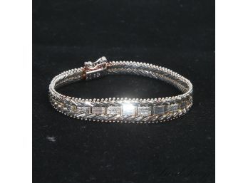 #11 ONE FINE AND GREAT QUALITY MADE IN ITALY .925 STERLING SILVER BRACELET THATS FACETED TO LOOK LIKE DIAMONDS