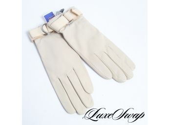 BRAND NEW WITH TAGS MICHAEL KORS EGGSHELL LEATHER FLANNEL LINED WINTER GLOVES