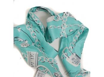 ITS FANTASTIC : AUTHENTIC TIFFANY & CO MADE IN ITALY SIGNATURE BLUE JEWELRY CHARM ICON SILK TWILLY SCARF