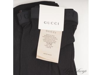 #1 UNBELIEVEABLE! AUTHENTIC BRAND NEW IN BAG GUCCI BLACK SUPREME MONOGRAM WEB STOCKINGS SIZE L
