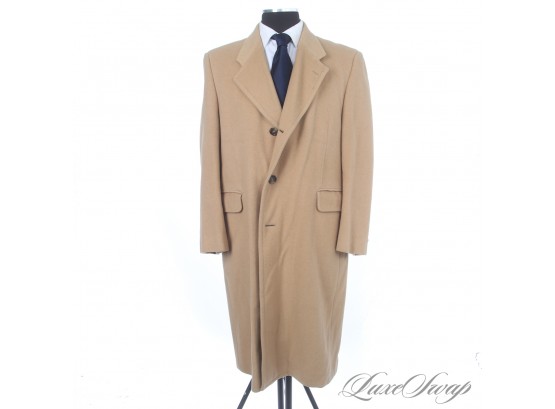 GUYS UP YOUR GAME : VINTAGE DA VINCI CAMEL FLANNEL LONG TOP COAT WITH HORN BUTTONS