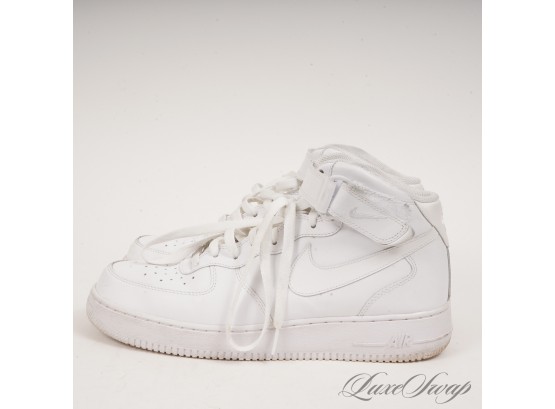 ALL TIME AND I MEAN ALL TIME CLASSICS! WITH ORIGINAL BOX NIKE AIR FORCE 1 MID '07 ALL WHITE SNEAKERS MENS 10.5