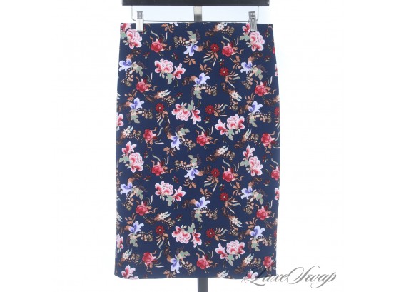 DYNAMIC PRINT : LIKE NEW PHILOSOPHY NAVY GROUND ALLOVER TAPESTRY FLORAL A-LINE SKIRT 4