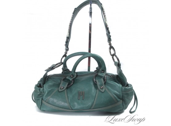 INSANE COLOR : LIKE NEW WITH TAGS MISSONI VERDIGRIS GREEN SOFT LEATHER MULTI POCKET BOWLER BAG