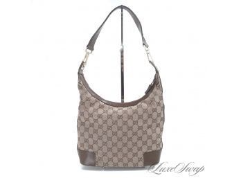 AUTHENTIC GUCCI MADE IN ITALY SUPREME GG MONOGRAM CANVAS & LEATHER SHOULDER HOBO BAG