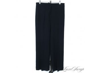 CAREER DEFINING : ARMANI COLLEZIONI MADE IN ITALY MIDNIGHT BLUE DRAPED CREPE WIDELEG PANTS 8