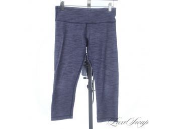 HAVE YOU BEEN WORKING OUT? LULULEMON BLUED GREY STATIC STRIPE CROPPED WORKOUT PANTS