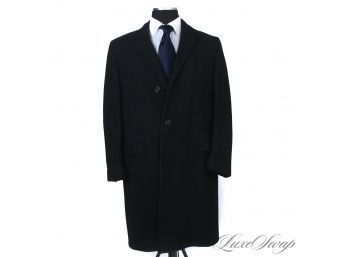 VINTAGE 1950S BARRON ANDERSON MENS MIDNIGHT BLUE HEAVYWEIGHT COCKTAIL CUFF WINTER TOP COAT
