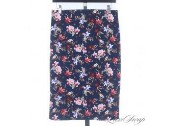 DYNAMIC PRINT : LIKE NEW PHILOSOPHY NAVY GROUND ALLOVER TAPESTRY FLORAL A-LINE SKIRT 4