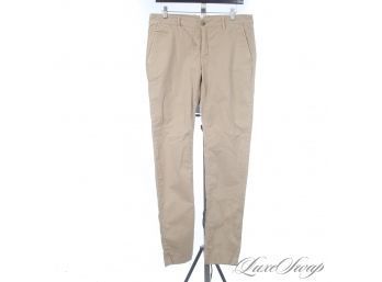 GO LOOK UP THE RETAIL THEN COME BACK AND BID : MENS JACOB COHEN MADE IN ITALY TAN TUMBLED CHINO PANTS 33