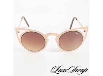 YOULL GET LOOKS : QUAY AUSTRALIA INVADER GOLD EXTENDED CAT EYE METAL SUNGLASSES