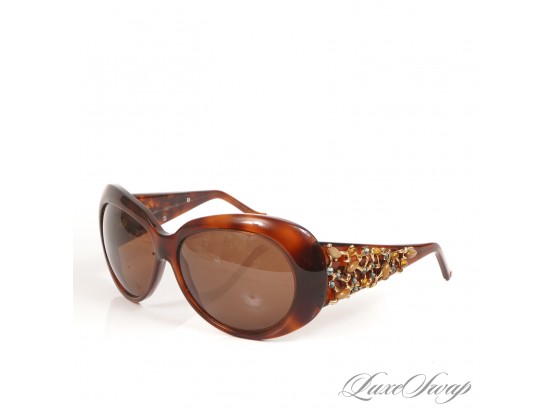 #21 VERY RARE JUDITH LEIBER BROWN TORTOISE ORNATE GOLD BRANCH AND CRYSTAL ENCRUSTED SUNGLASSES