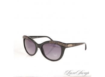 #16 AUTHENTIC AND NEAR MINT ROBERTO CAVALLI MADE IN ITALY BLACK GOLD PYTHON DETAIL DIVA SUNGLASSES