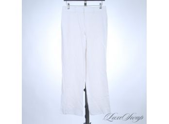THE GOOD STUFF! CALVIN KLEIN COLLECTION MADE IN USA LINEN BLEND WHITE WIDE LEG PANTS 6