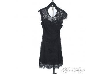 BRAND NEW WITH NORDSTROM TAGS BB DAKOTA BLACK HIGHLY ORNATE LACE CAP SLEEVE COCKTAIL DRESS 4