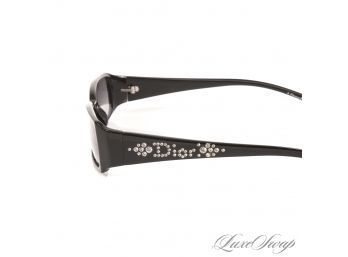 #4 AUTHENTIC AND NEAR MINT CHRISTIAN DIOR MADE IN ITALY 'DIORLIGHT' BLACK GLOSS CRYSTAL LOGO SUNGLASSES