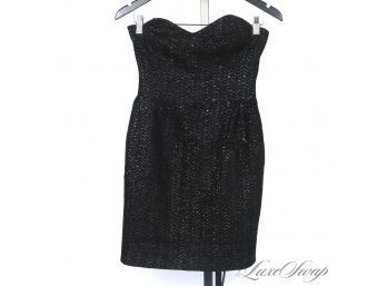NEVER TOO EARLY TO START PLANNING NEW YEARS! MILLY NEW YORK BLACK SPARKLE INFUSED TWEED STRAPLESS MINI DRESS