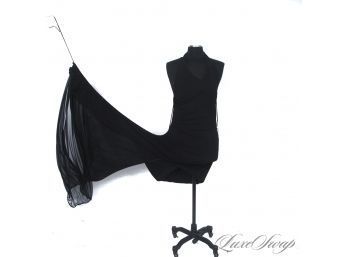 THE DRAMA ON THIS IS INSANE! BRAND NEW WITH TAGS L.A.M.B. BY GWEN STEFANI BLACK STRETCH GOTHIC GOWN 10