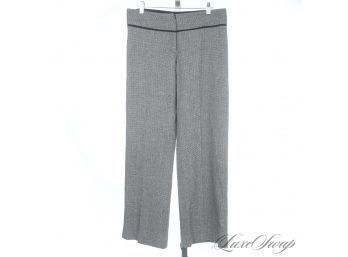 FALL PERFECT : MILLY NEW YORK BLACK/WHITE SPECKLED TWEED DEPRESSION WIDE LEG POORBOY PANTS 8