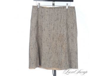AND THE MATCHING SKIRT : AUTHENTIC $2500 PRADA MADE IN ITALY WHEAT GREY SPECKLED RECENT TWEED SKIRT 44