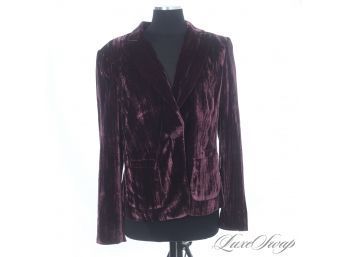 THIS COLOR IS EVERYTHING : LIKE NEW WITHOUT TAGS EMANUEL UNGARO AUBERGINE CRUSHED VELVET PEAK LAPEL JACKET 14