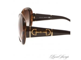 #1 NEAR MINT AUTHENTIC GUCCI MADE IN ITALY GG3536/S OVERSIZED TORTOISE BROWN GOLD HORSEBIT SUNGLASSES