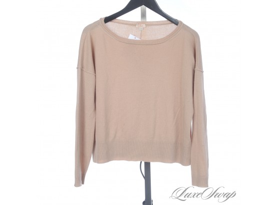 CURRENT AND MODERN CUYANA MADE IN ITALY CAMEL TAN CASHMERE BLEND OVERSIZED CREWNECK SWEATER SM