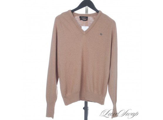 GUYS THIS IS MAJOR! VINTAGE CHRISTIAN DIOR CAMEL TAN V-NECK SWEATER WITH DIOR MONOGRAM M