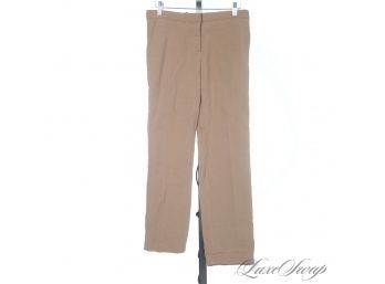 MARNI MADE IN ITALY THICK SPONGY CAMEL TAN TEXTURED STRETCH PANTS TROUSERS 38