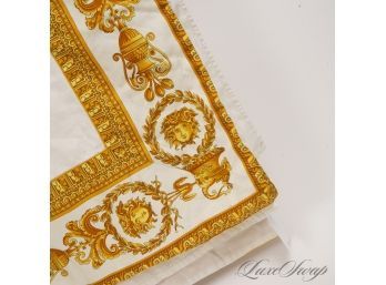 AUTHENTIC VERSACE HOME COLLECTION MADE IN ITALY 200 THREAD COUNT WHITE/GOLD BAROCCO TOP SHEET